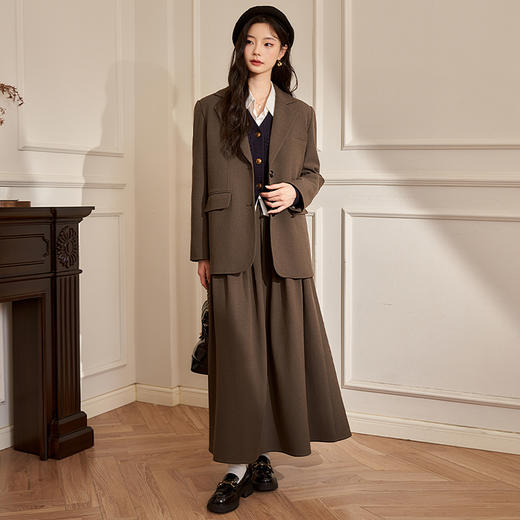 西遇韩系西装外套早春新款复古宽肩宽松显瘦直筒外套上衣女D2238748 商品图1