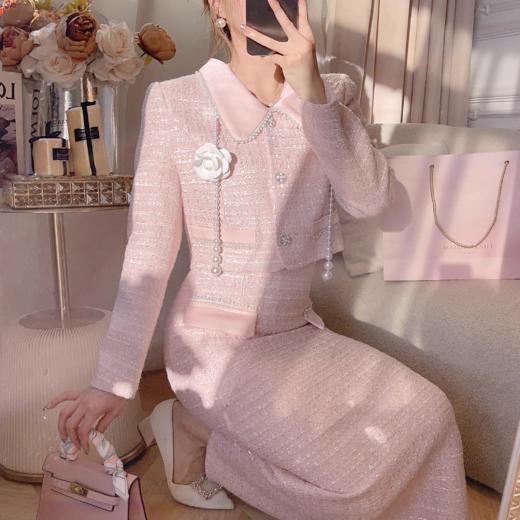 张心子 【财阀千金】气质名媛小香风套装女秋冬新款时髦裙两件套  U2309152 商品图0