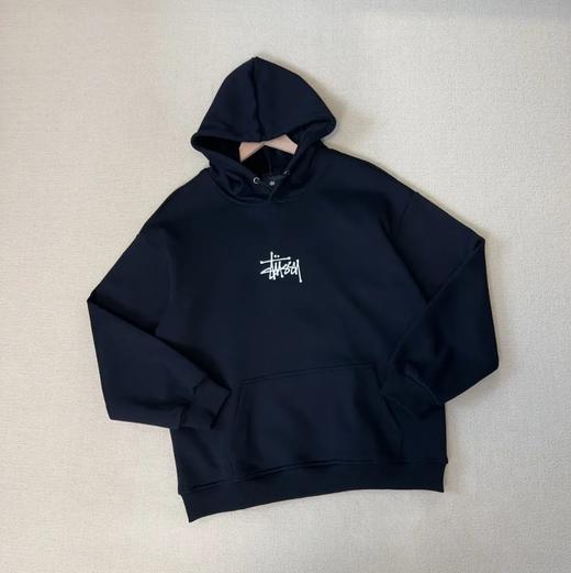 斯图西情侣款复合短绒连帽休闲卫衣 商品图0