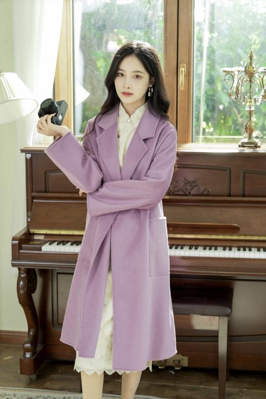 逸红颜明月优选#🔥亏本清仓『一件可以穿十年的经典大衣』木槿紫澳洲羊毛双面呢大衣『紫悦』 商品图2