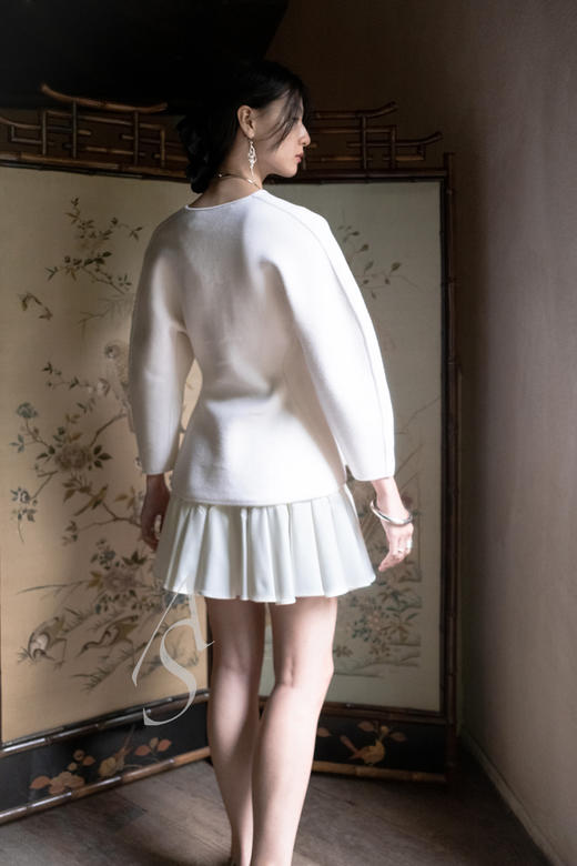 Ashlyn 白色MERYL菱纹短裙 商品图3