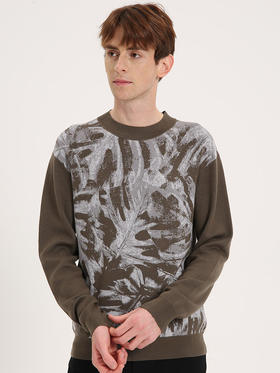 callisto绿调松果褐提花绵羊毛长袖毛衣 FSKNW001C BR