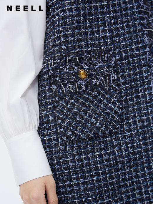 NEELLY纳俪商场同款小香风无袖连衣裙秋冬千鸟格马甲裙显瘦A字裙N23101Y01019 商品图3