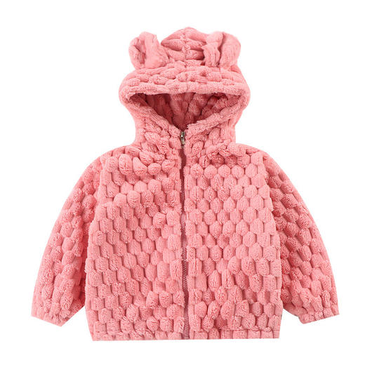 【金龟绒保暖外套，多色多款可选！】儿童秋冬季毛毛绒带帽外套男女童洋气休闲法兰绒拉链保暖上衣不仅能为儿童提供温暖，还能增加穿着的舒适感lm 商品图4