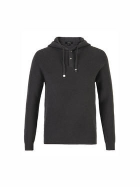 callisto深灰色全绵羊毛连帽针织衫 FSKNW123C