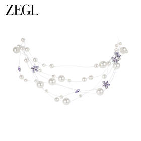 ZEGL设计师紫罗繁星系法式满天星人造珍珠项链女小众多层锁骨颈链