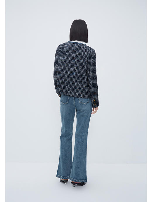 NEELLY纳俪商场同款秋季复古时髦牛仔裤女修身百搭微喇裤美式长裤N23101H01027 商品图3