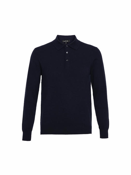 callisto藏青全山羊绒翻领针织衫 FSKNW126H NA 商品图3