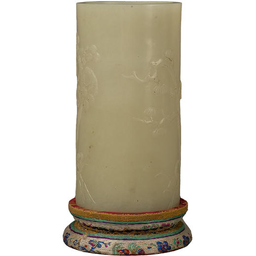 清 玉雕松鹿图笔筒（锦座） 商品图5