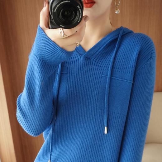 2023年秋冬新款韩版女士连帽长袖纯色帽衫女士外搭宽松连帽帽衫 商品图4