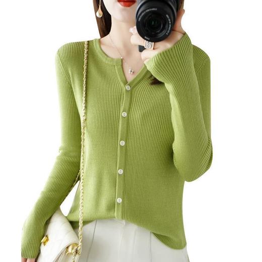 2023秋冬新款韩版针织开衫显瘦打底衫毛衣圆领针织外套 商品图3