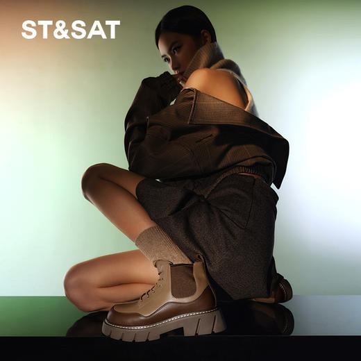 星期六时尚拼色厚底短靴SS34116584 商品图3