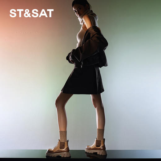 星期六时尚拼色厚底短靴SS34116584 商品图4