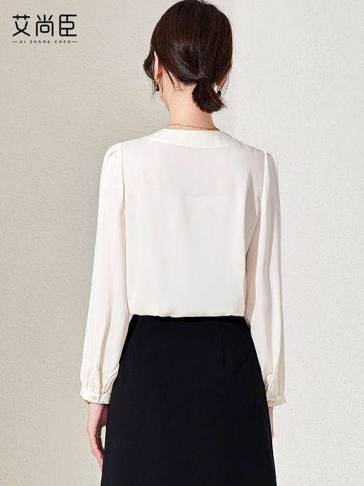 杏色职业衬衫女新中式盘扣小个子上衣气质小众设计感百搭通勤衬衣 商品图4