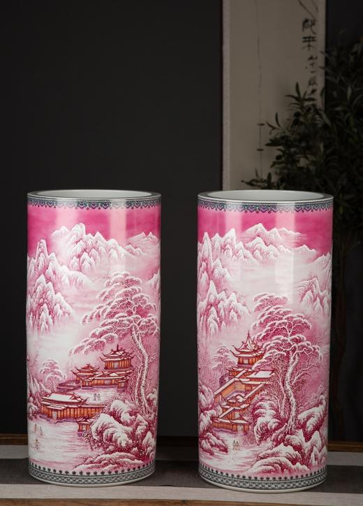 玛瑙红山水书画筒 商品图0