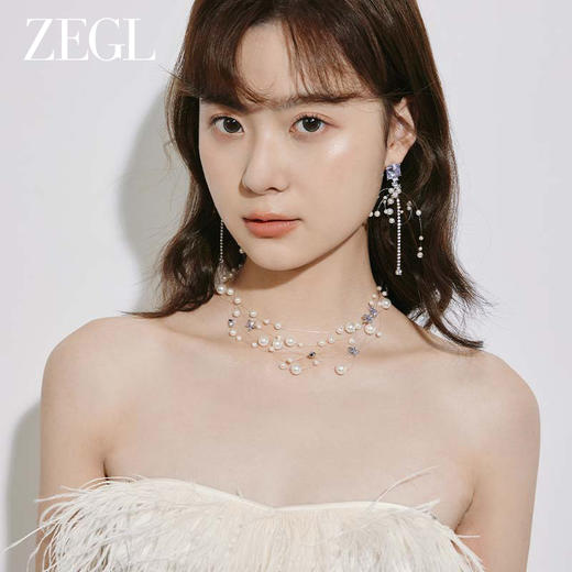 ZEGL设计师紫罗繁星系法式满天星人造珍珠项链女小众多层锁骨颈链 商品图3