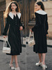 OLrain欧芮儿黑色连衣裙女秋季2023新款收腰复古赫本风大翻领裙子 商品缩略图3
