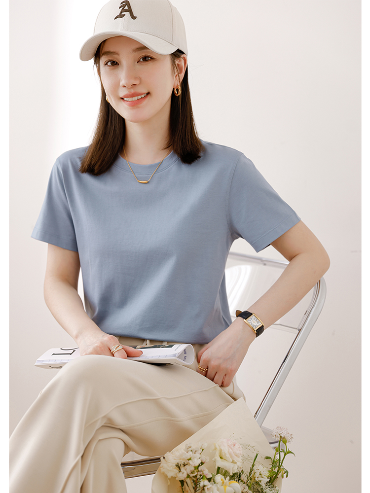 轻奢定制 棉柔速干! 春夏宽松显瘦打底纯色短袖女百搭圆领内搭薄T恤