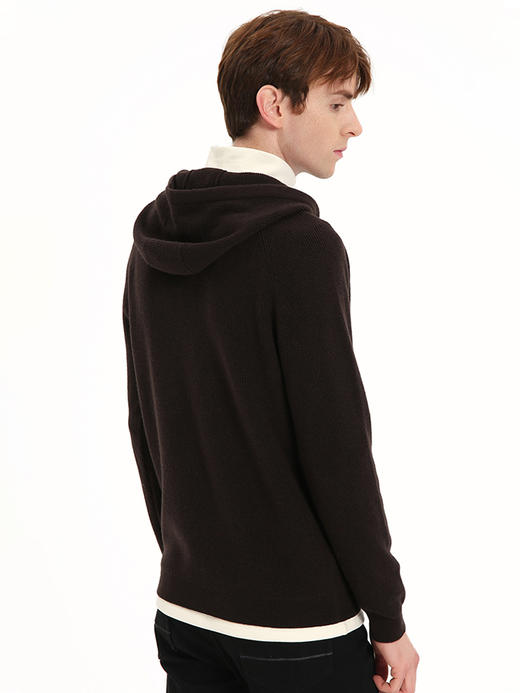 callisto咖色全绵羊毛连帽针织衫 FSKNW123C 商品图2