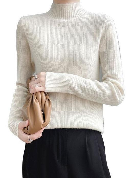 新款2023秋季风气质羊毛套头半高领宽松型毛衣女式羊毛衫 商品图4