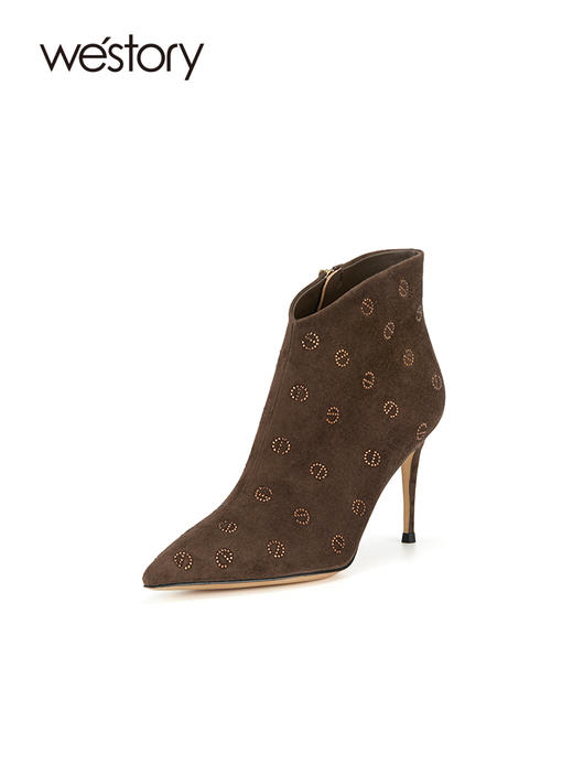 westory2023秋季新品法式磨砂细高跟及踝瘦瘦靴潮流女神气质W23DS83101 商品图2