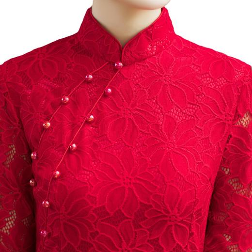 MYF 15扣蕾丝蕾丝旗袍中式结婚连衣裙走秀旗袍 商品图4