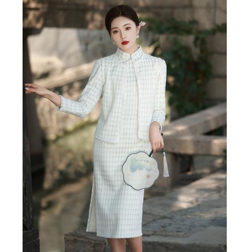 BJS-8700改良复古气质貂绒旗袍套装年轻款 冬季新款优雅民国风旗袍马甲 商品图1