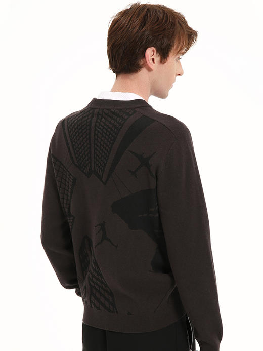 callisto松果褐绵羊毛混纺休闲长袖毛衣 FSKNW042C BR 商品图2