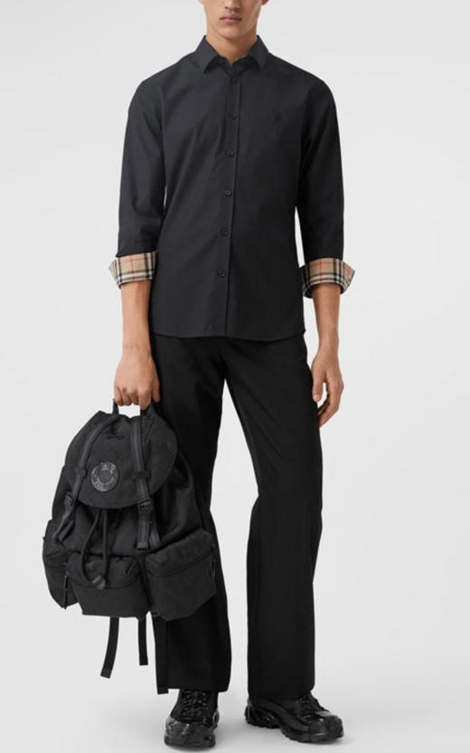 【预定款】BURBERRY博柏利 男士全棉 格纹印花袖口 胸前TB刺绣长袖衬衫 8032305 偏大一码 商品图5