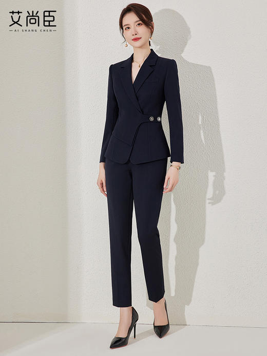 高端藏青色西装套装女早秋2023新款商务面试正装通勤售楼部工作服 商品图4