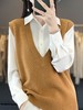 2023秋冬新款韩版女士包芯纱大V字领无袖针织马甲女套头外穿坎肩 商品缩略图3