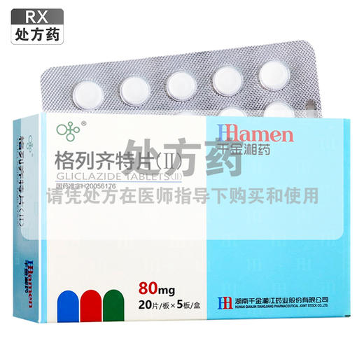 千金湘江,格列齐特片(Ⅱ)【80mg*100片】 商品图0