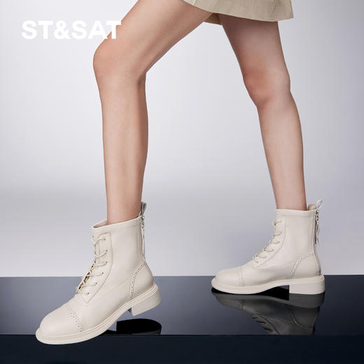 星期六潮酷系带英伦风粗跟短靴SS34116581 商品图6