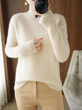 新款2023秋季韩系风日韩休闲套头半高领常规毛衣女式羊毛衫
