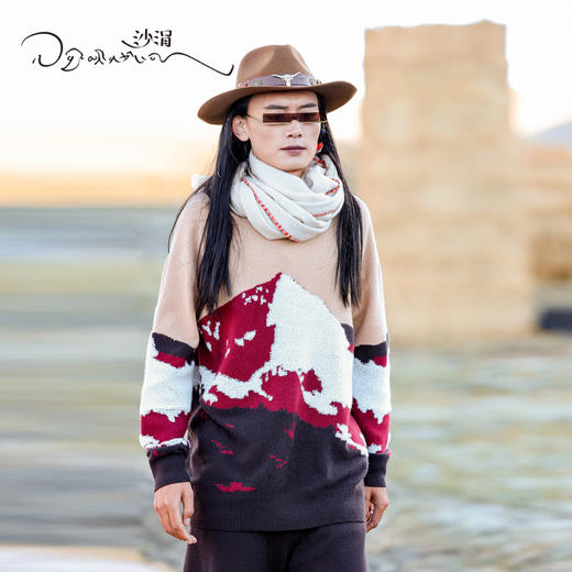 羊绒山峰提花圆领套衫 SJF95W293K 商品图4