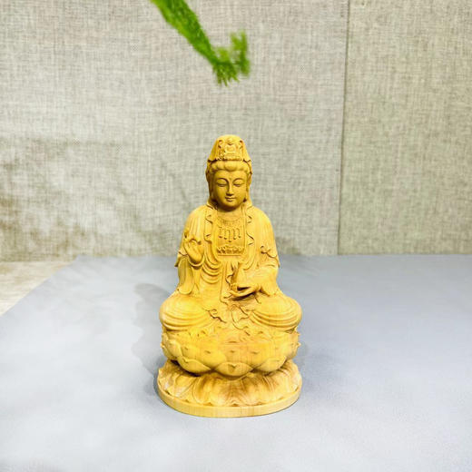 13.5cm坐莲观音大（手持净瓶）°黄杨木摆件 商品图1