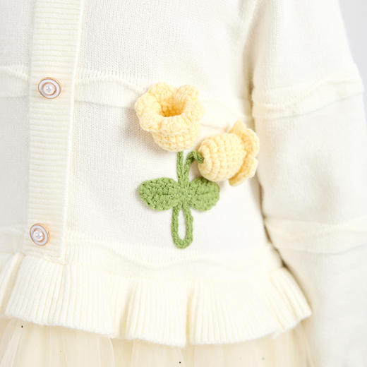 笛莎Deesha童装女童连衣裙2023冬季新款小童郁金香网纱连衣裙 商品图3