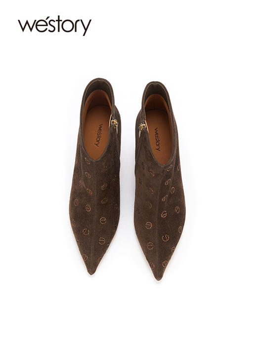 westory2023秋季新品法式磨砂细高跟及踝瘦瘦靴潮流女神气质W23DS83101 商品图3