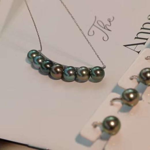 甄珠贝 大溪地孔雀绿色系smile项链 8-10mm渐变 可以调节，总长60cm 好漂亮的色彩 商品图1