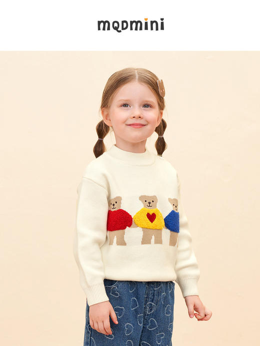 【MQD】童装秋冬季毛衣男女儿童宽松艺术萌趣提花韩版半高领针织衫 商品图1