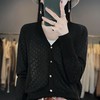 精纺羊毛开衫女秋装2023新款镂空外搭上衣洋气小衫宽松薄外套 商品缩略图1