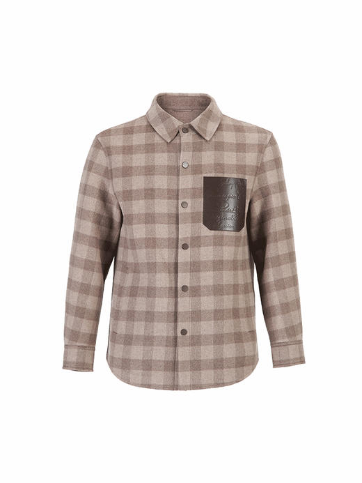 callisto卡其顺色棋盘格全绵羊毛夹克 FSFEJ051C KA 商品图3