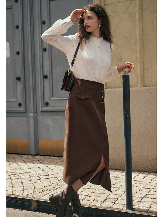 OLrain欧芮儿法式米白色蕾丝衫女初秋2023年新款宽松立领气质小衫 商品图3