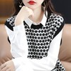 棋盘格圆领叠穿套头马甲背心女新款休闲格子宽松针织坎肩毛衣女 商品缩略图1