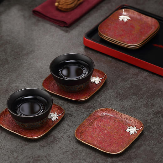 纯铜春华秋实杯托 | 三生有杏杯托  手工紫铜茶杯垫隔热茶托禅意杯托盏托茶具配件轻奢高档 商品图11