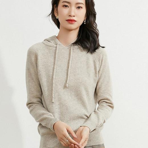 2023秋季新款连帽毛衣女士长袖系带上衣宽松针织衫打底帽衫 商品图3