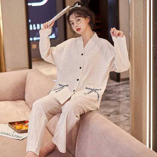 秋冬季【萌系长袖睡衣套装】 韩版系带家居服 舒适棉质  多款图案可选 商品图14