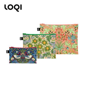 【收纳袋】德国LOQI博物馆系列 威廉莫里斯系列ZP.WM 环保收纳袋三件套  文具数码配件收纳整理套包洗漱化妆防泼水 威廉莫里斯系列