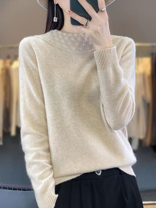 2023年秋冬新款韩版女士圆领长袖安迪绒针织衫女士套头纯色针织衫 商品图1
