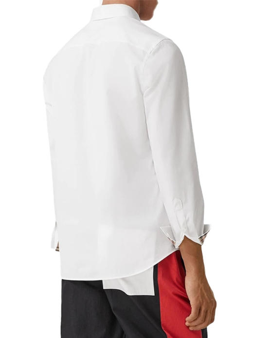 【预定款】BURBERRY博柏利 男士全棉 格纹印花袖口领口 胸前TB刺绣长袖衬衫 8032308 偏大一码 商品图1